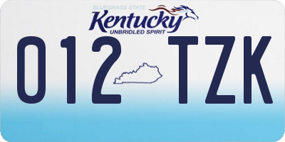 KY license plate 012TZK