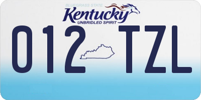 KY license plate 012TZL