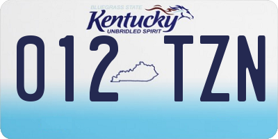 KY license plate 012TZN