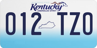 KY license plate 012TZO