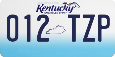 KY license plate 012TZP