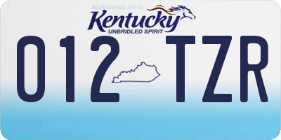 KY license plate 012TZR