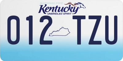 KY license plate 012TZU