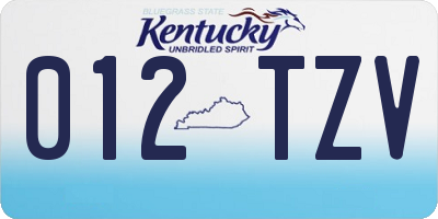 KY license plate 012TZV