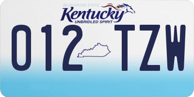 KY license plate 012TZW