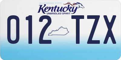 KY license plate 012TZX