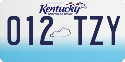 KY license plate 012TZY