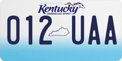 KY license plate 012UAA