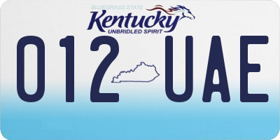 KY license plate 012UAE