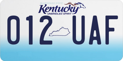 KY license plate 012UAF