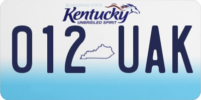 KY license plate 012UAK
