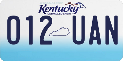 KY license plate 012UAN
