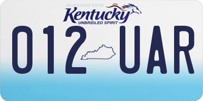KY license plate 012UAR