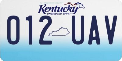 KY license plate 012UAV