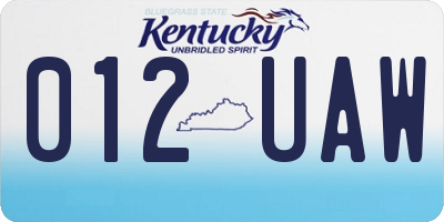 KY license plate 012UAW