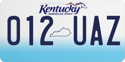 KY license plate 012UAZ
