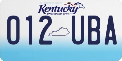 KY license plate 012UBA