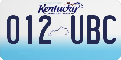 KY license plate 012UBC