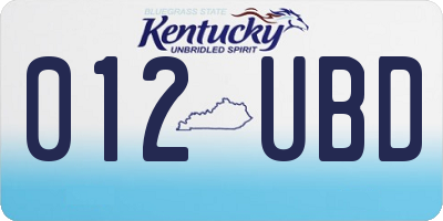 KY license plate 012UBD