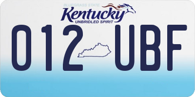 KY license plate 012UBF