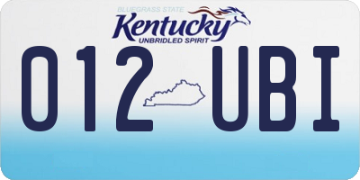 KY license plate 012UBI