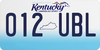 KY license plate 012UBL