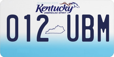 KY license plate 012UBM