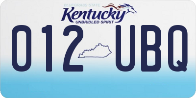 KY license plate 012UBQ