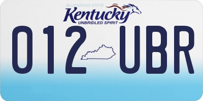 KY license plate 012UBR