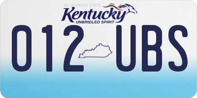 KY license plate 012UBS
