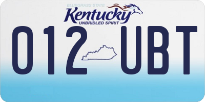KY license plate 012UBT