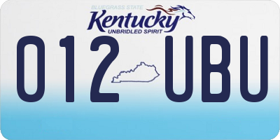 KY license plate 012UBU