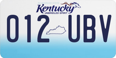 KY license plate 012UBV