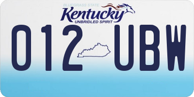 KY license plate 012UBW