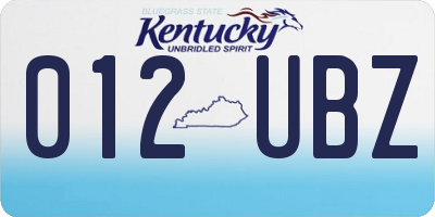 KY license plate 012UBZ