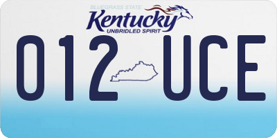 KY license plate 012UCE