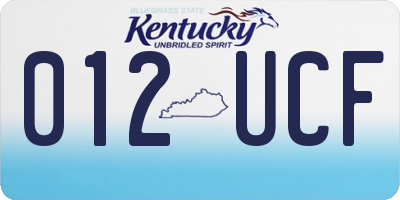 KY license plate 012UCF