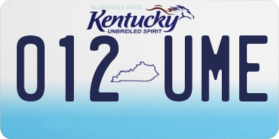 KY license plate 012UME