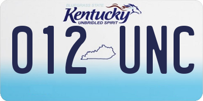 KY license plate 012UNC