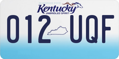 KY license plate 012UQF