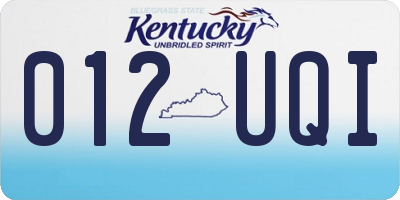 KY license plate 012UQI