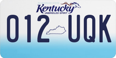 KY license plate 012UQK