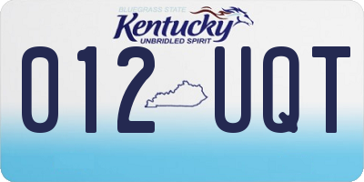 KY license plate 012UQT