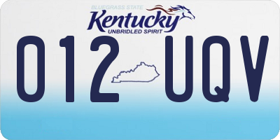 KY license plate 012UQV