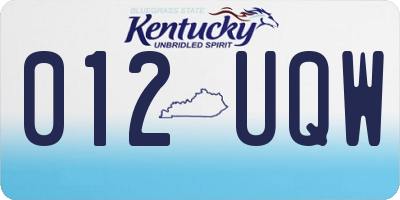 KY license plate 012UQW