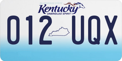KY license plate 012UQX
