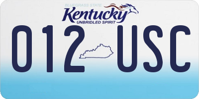 KY license plate 012USC
