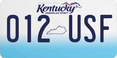 KY license plate 012USF