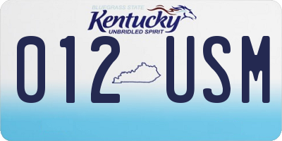 KY license plate 012USM