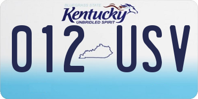 KY license plate 012USV